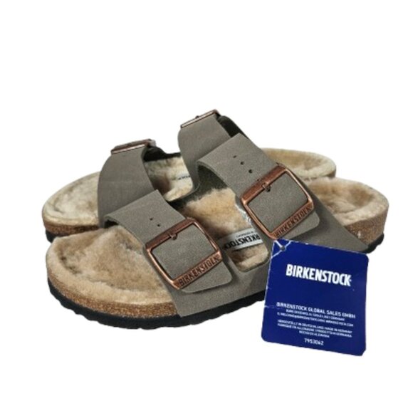 Birkenstock Sandals with Olive Straps and Brown Buckles - Picture 1 of 8